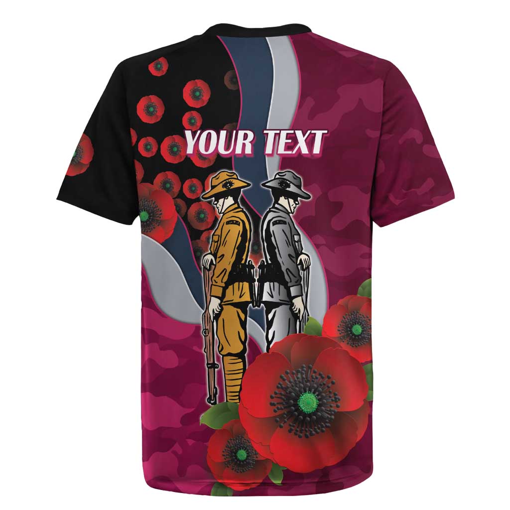 Manly Warringah Sea Eagles ANZAC Personalised Rugby Jersey Lest We Forget Poppy Camo