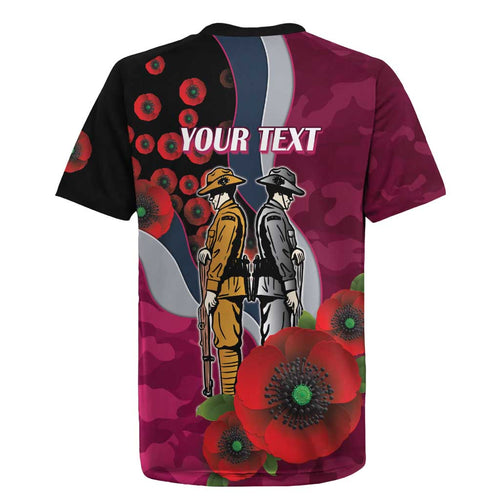 Manly Warringah Sea Eagles ANZAC Personalised Rugby Jersey Lest We Forget Poppy Camo