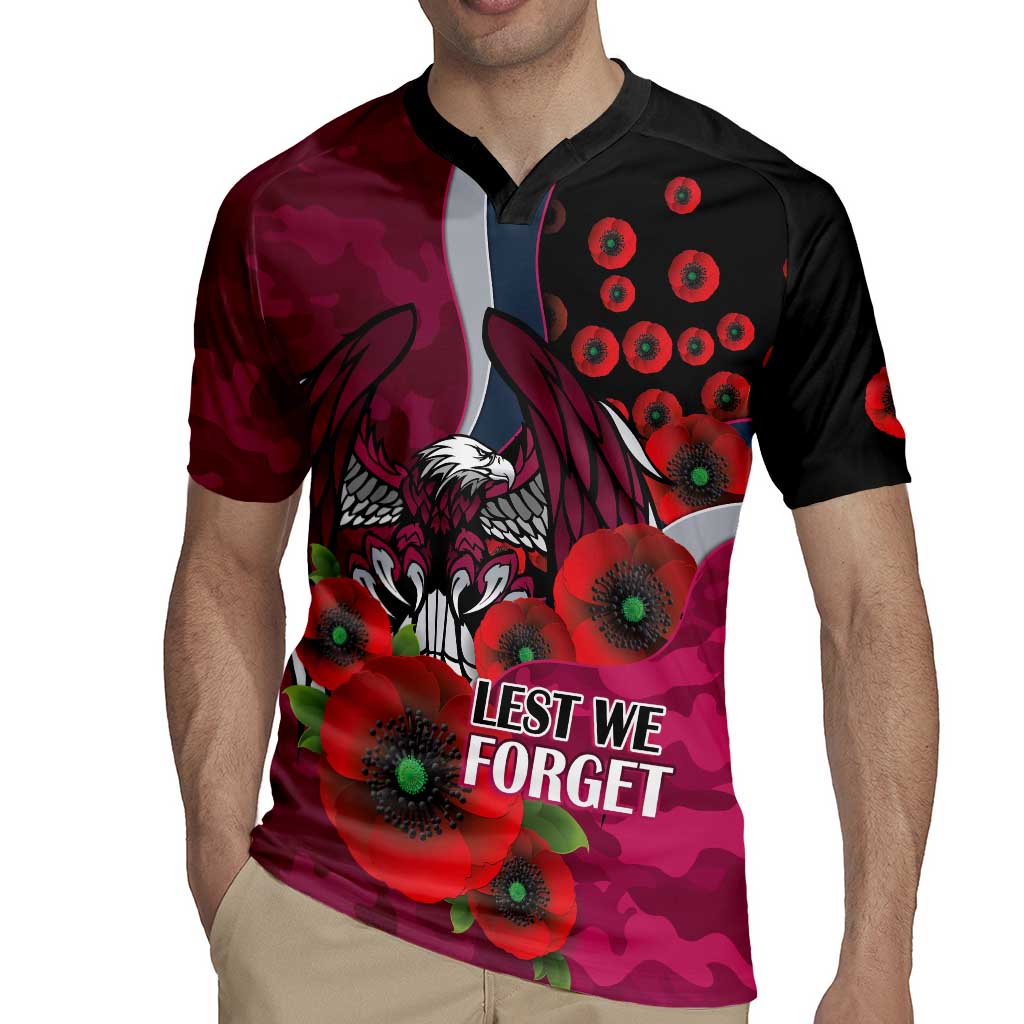 Manly Warringah Sea Eagles ANZAC Personalised Rugby Jersey Lest We Forget Poppy Camo