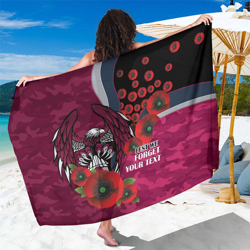 Manly Warringah Sea Eagles ANZAC Personalised Sarong Lest We Forget Poppy Camo
