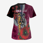 Manly Warringah Sea Eagles ANZAC Personalised Scrub Top Lest We Forget Poppy Camo