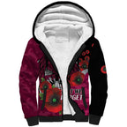 Manly Warringah Sea Eagles ANZAC Personalised Sherpa Hoodie Lest We Forget Poppy Camo