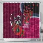 Manly Warringah Sea Eagles ANZAC Personalised Shower Curtain Lest We Forget Poppy Camo