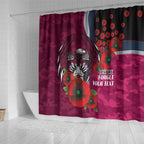 Manly Warringah Sea Eagles ANZAC Personalised Shower Curtain Lest We Forget Poppy Camo