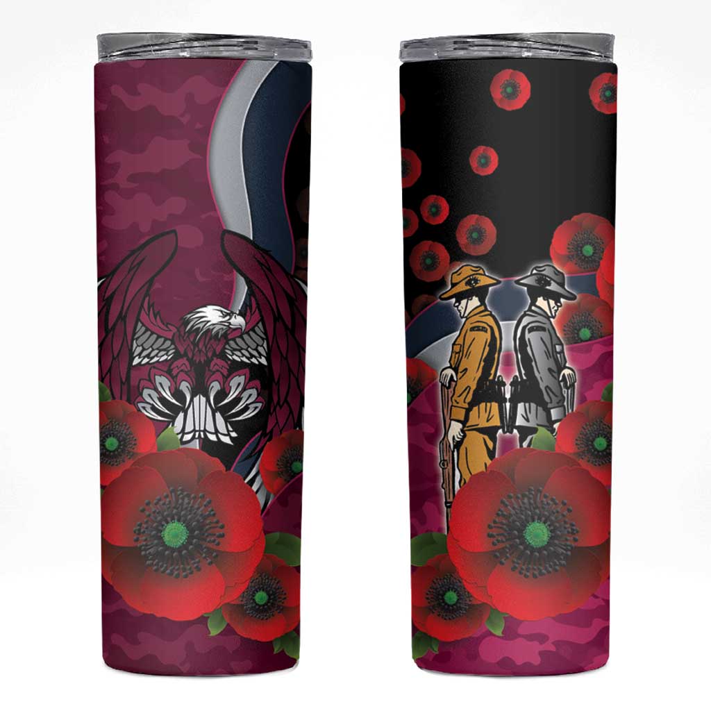 Manly Warringah Sea Eagles ANZAC Personalised Skinny Tumbler Lest We Forget Poppy Camo