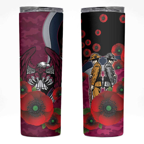 Manly Warringah Sea Eagles ANZAC Personalised Skinny Tumbler Lest We Forget Poppy Camo