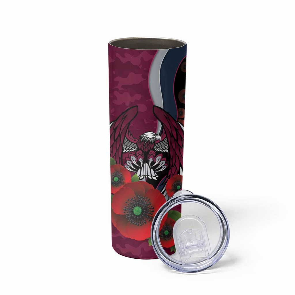 Manly Warringah Sea Eagles ANZAC Personalised Skinny Tumbler Lest We Forget Poppy Camo