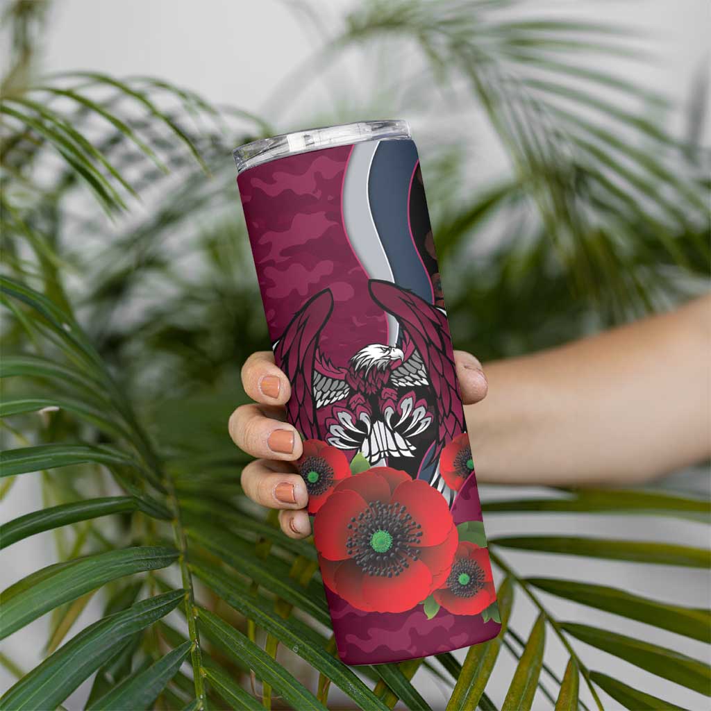 Manly Warringah Sea Eagles ANZAC Personalised Skinny Tumbler Lest We Forget Poppy Camo