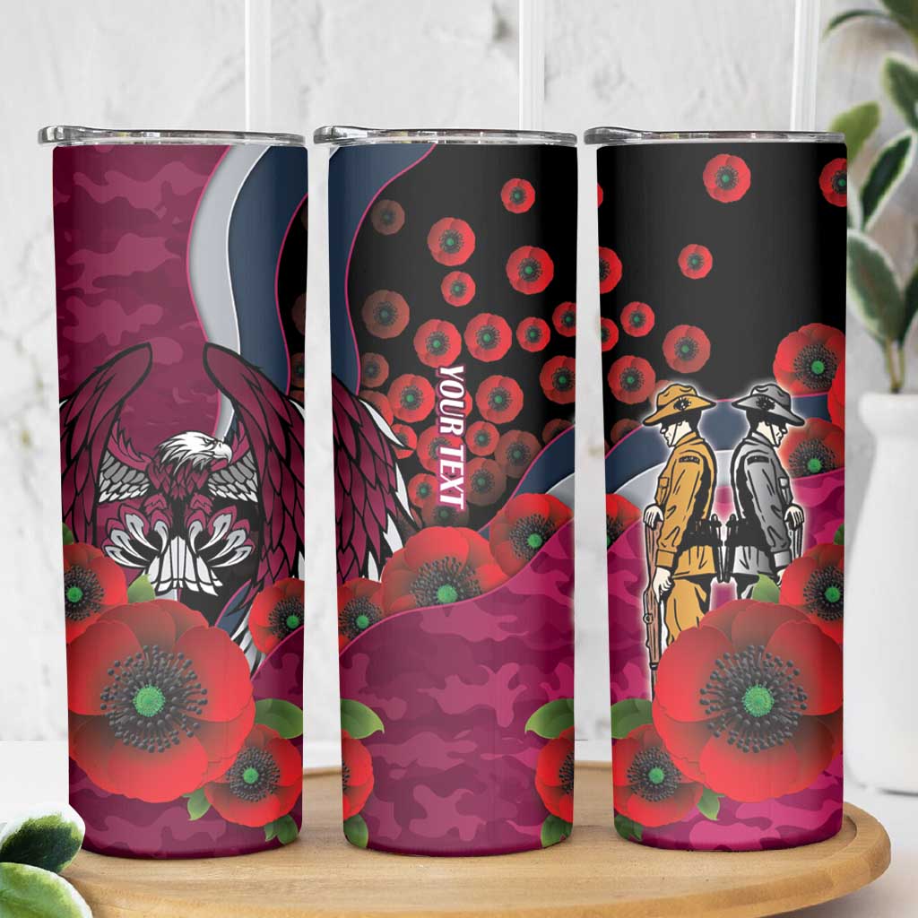Manly Warringah Sea Eagles ANZAC Personalised Skinny Tumbler Lest We Forget Poppy Camo