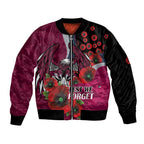 Manly Warringah Sea Eagles ANZAC Personalised Sleeve Zip Bomber Jacket Lest We Forget Poppy Camo