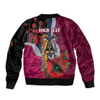 Manly Warringah Sea Eagles ANZAC Personalised Sleeve Zip Bomber Jacket Lest We Forget Poppy Camo