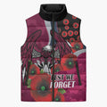Manly Warringah Sea Eagles ANZAC Personalised Sleeveless Puffer Jacket Lest We Forget Poppy Camo