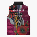 Manly Warringah Sea Eagles ANZAC Personalised Sleeveless Puffer Jacket Lest We Forget Poppy Camo
