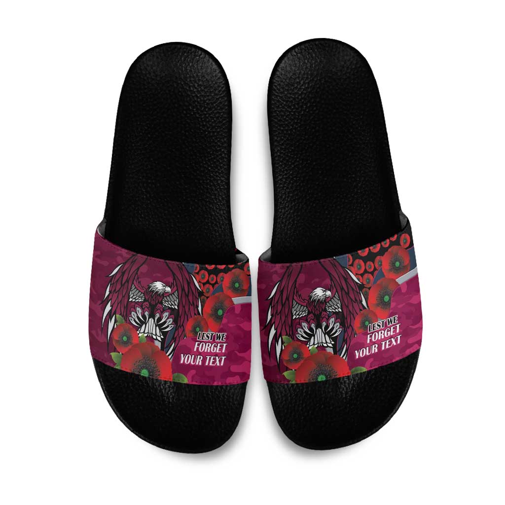 Manly Warringah Sea Eagles ANZAC Personalised Slide Sandals Lest We Forget Poppy Camo