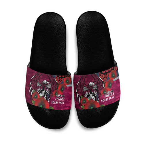 Manly Warringah Sea Eagles ANZAC Personalised Slide Sandals Lest We Forget Poppy Camo