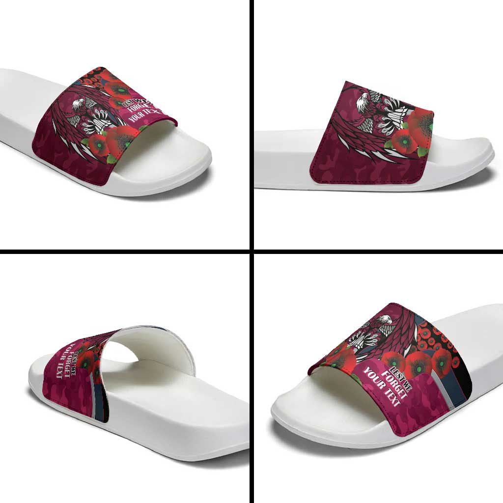 Manly Warringah Sea Eagles ANZAC Personalised Slide Sandals Lest We Forget Poppy Camo