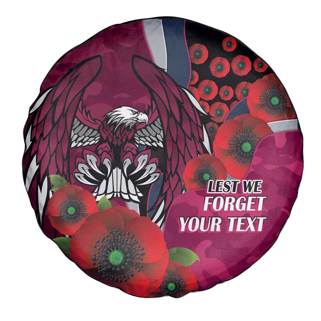 Manly Warringah Sea Eagles ANZAC Personalised Spare Tire Cover Lest We Forget Poppy Camo