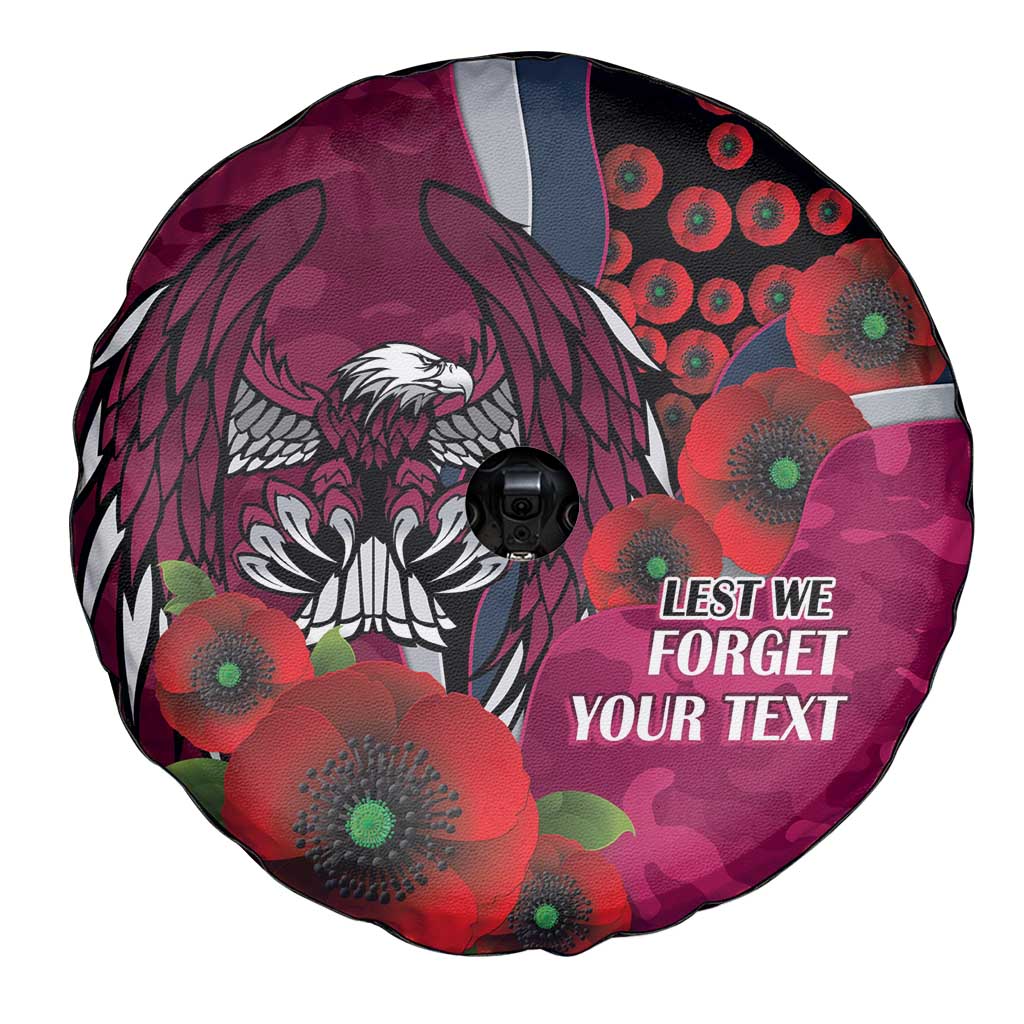 Manly Warringah Sea Eagles ANZAC Personalised Spare Tire Cover Lest We Forget Poppy Camo