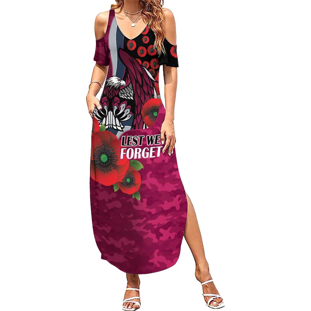 Manly Warringah Sea Eagles ANZAC Personalised Summer Maxi Dress Lest We Forget Poppy Camo