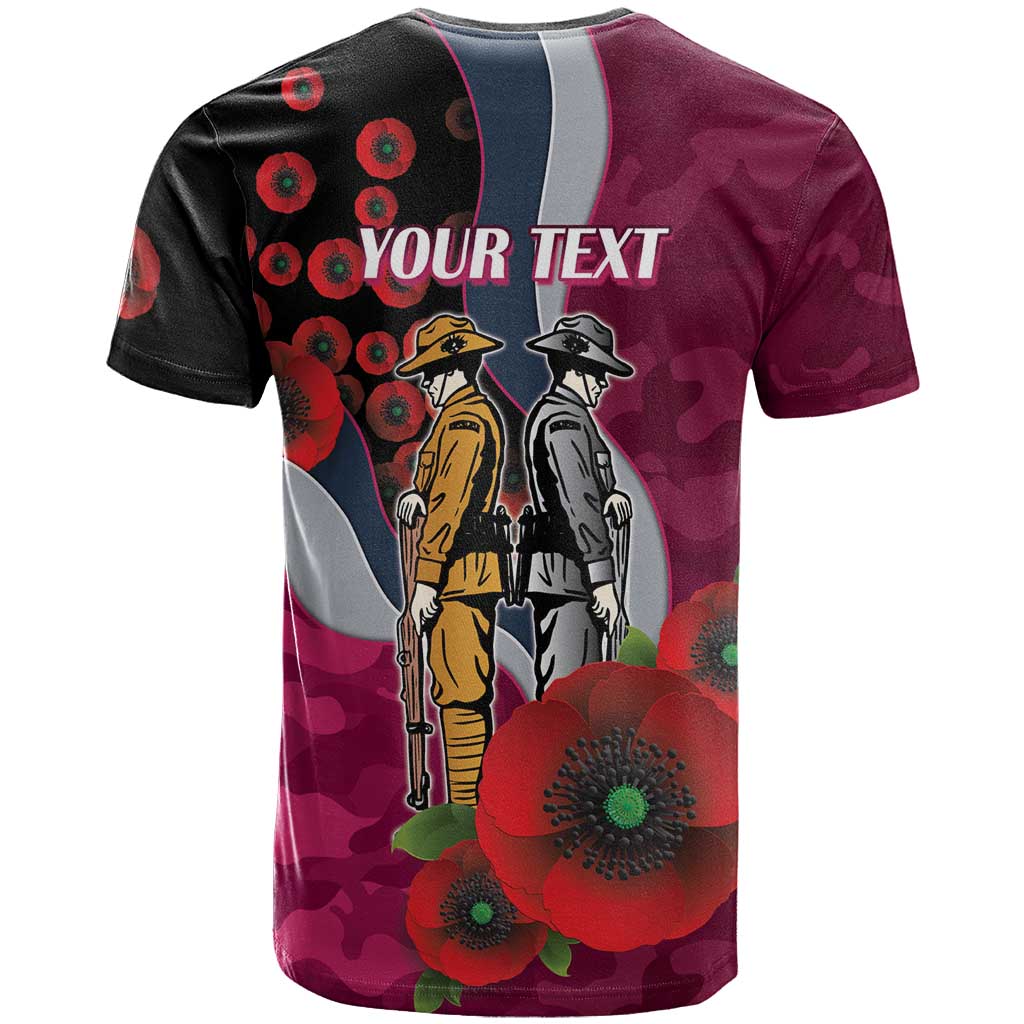 Manly Warringah Sea Eagles ANZAC Personalised T Shirt Lest We Forget Poppy Camo