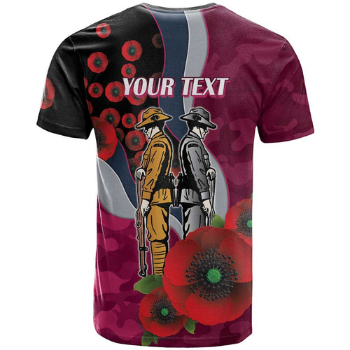 Manly Warringah Sea Eagles ANZAC Personalised T Shirt Lest We Forget Poppy Camo
