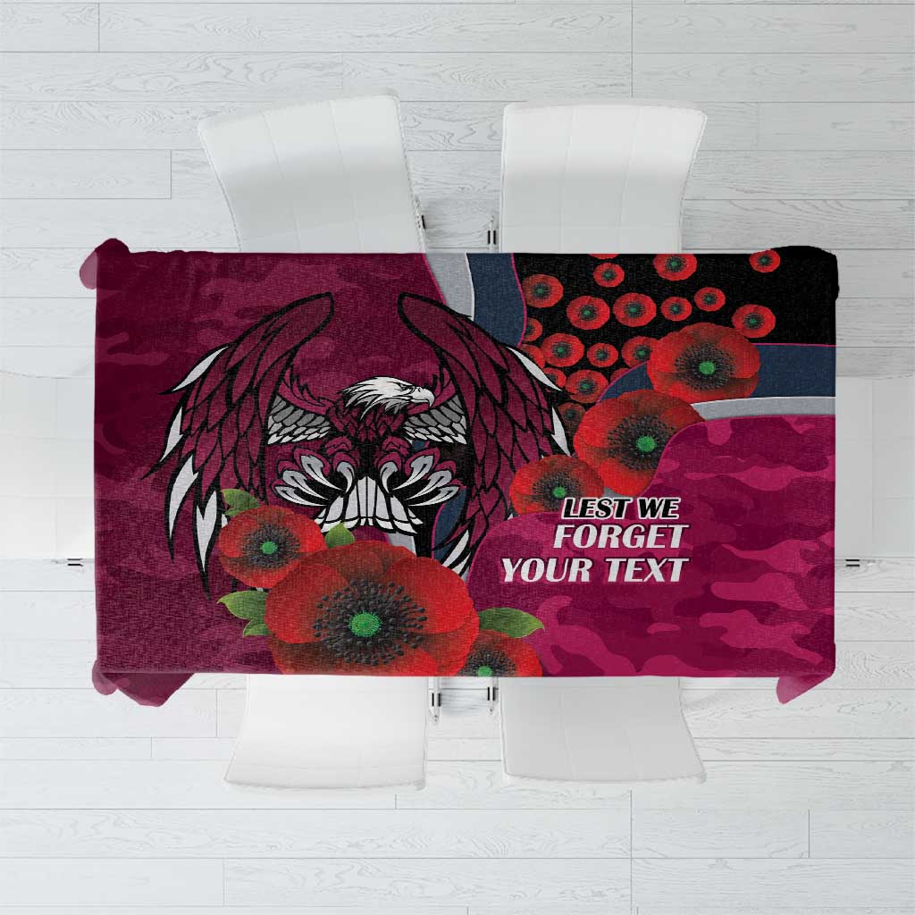 Manly Warringah Sea Eagles ANZAC Personalised Tablecloth Lest We Forget Poppy Camo