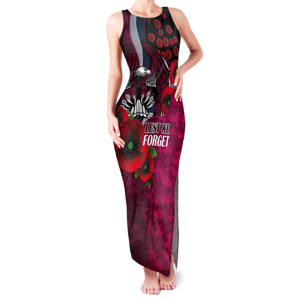 Manly Warringah Sea Eagles ANZAC Personalised Tank Maxi Dress Lest We Forget Poppy Camo