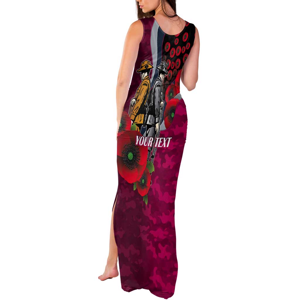 Manly Warringah Sea Eagles ANZAC Personalised Tank Maxi Dress Lest We Forget Poppy Camo