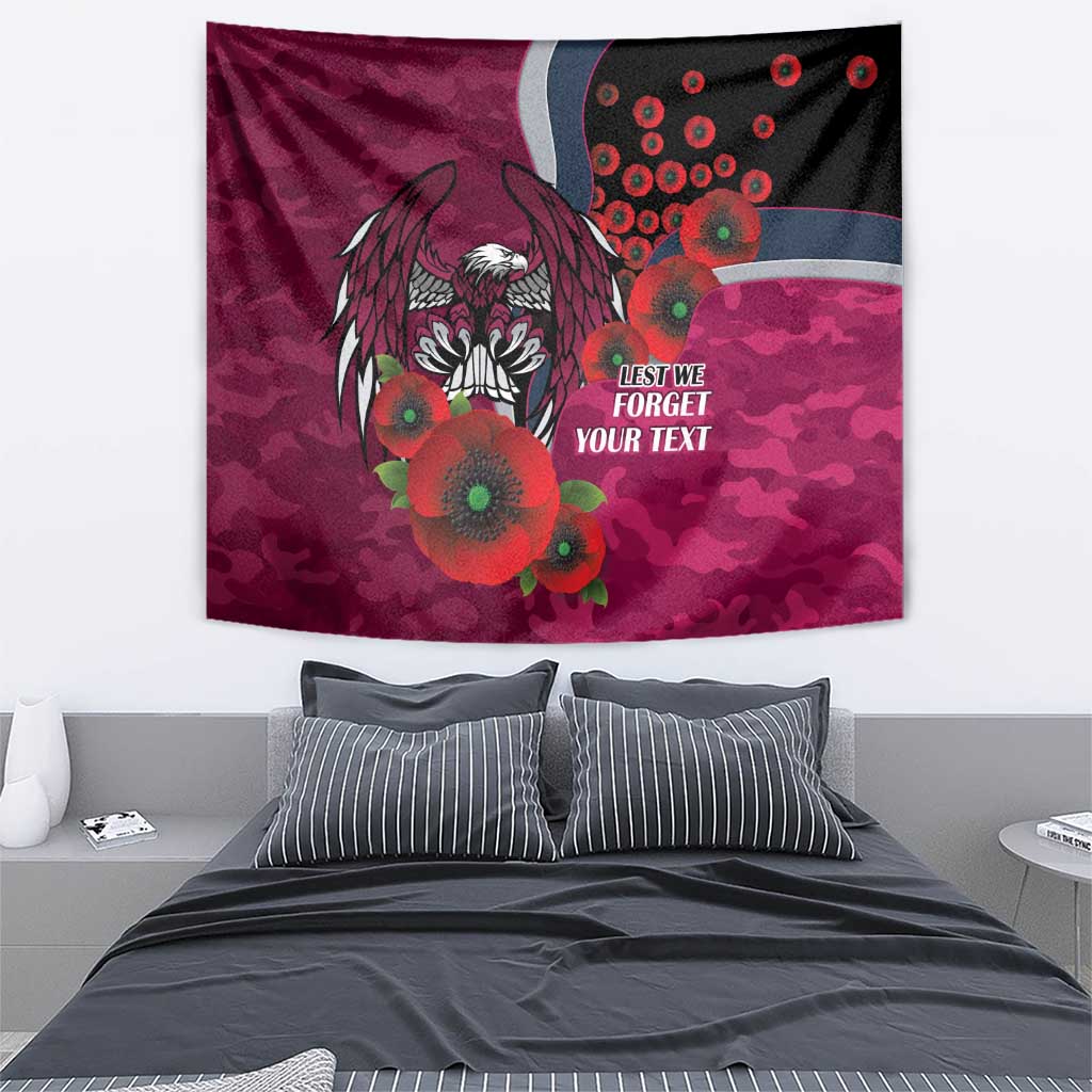 Manly Warringah Sea Eagles ANZAC Personalised Tapestry Lest We Forget Poppy Camo