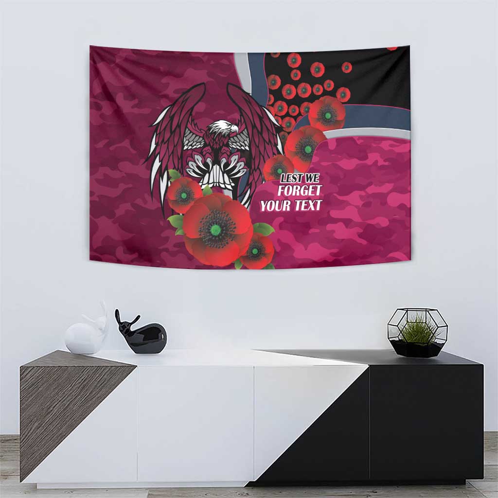 Manly Warringah Sea Eagles ANZAC Personalised Tapestry Lest We Forget Poppy Camo