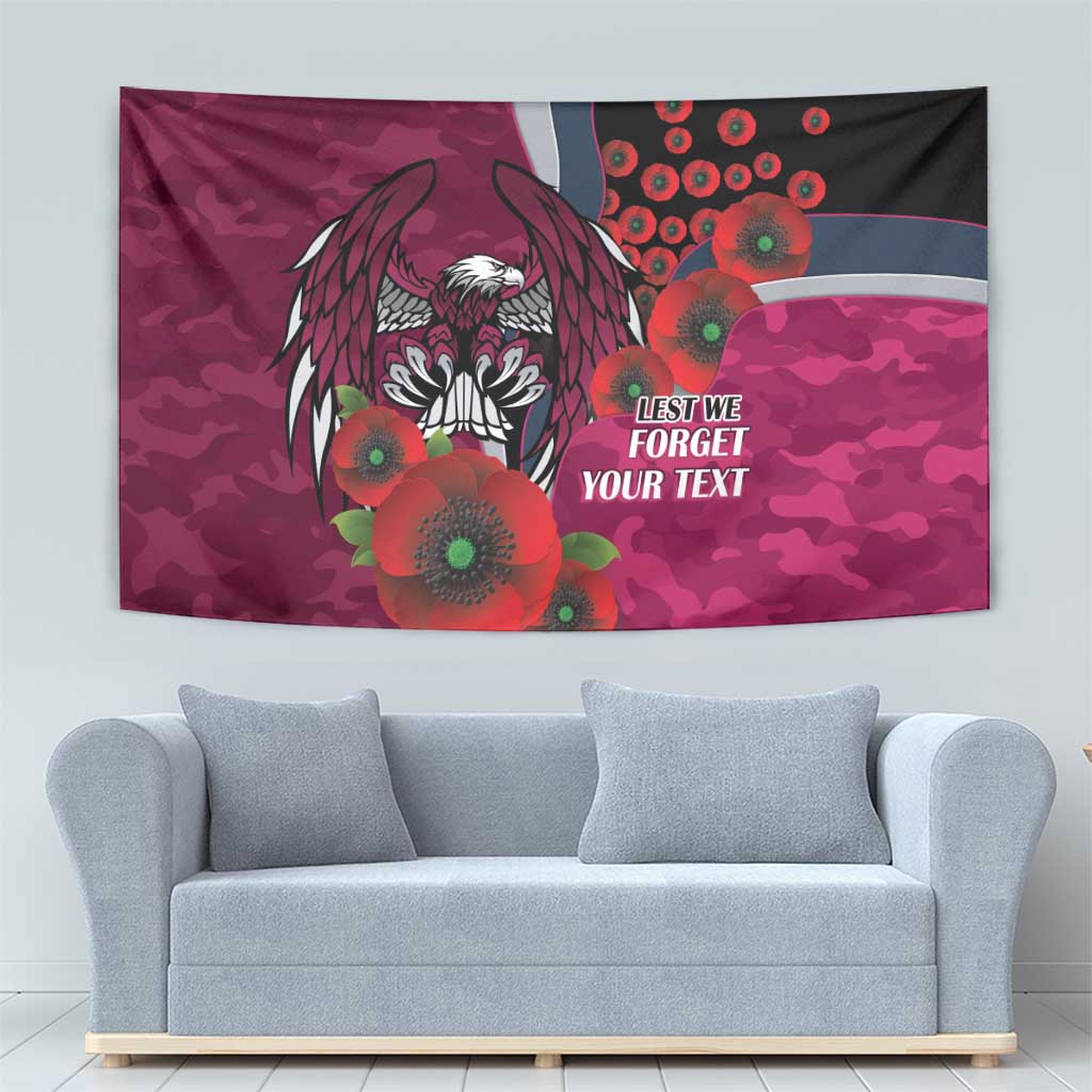 Manly Warringah Sea Eagles ANZAC Personalised Tapestry Lest We Forget Poppy Camo