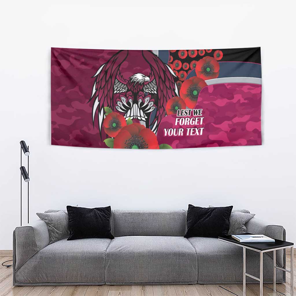 Manly Warringah Sea Eagles ANZAC Personalised Tapestry Lest We Forget Poppy Camo