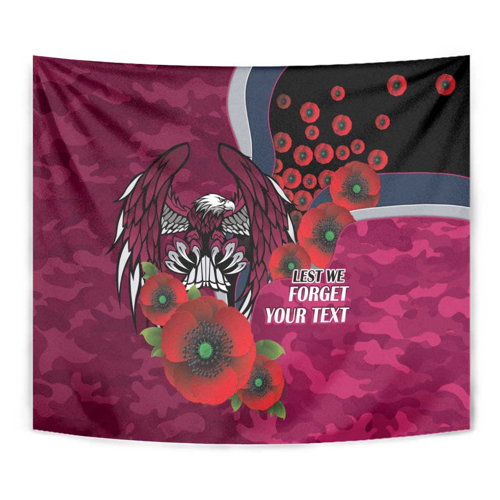 Manly Warringah Sea Eagles ANZAC Personalised Tapestry Lest We Forget Poppy Camo