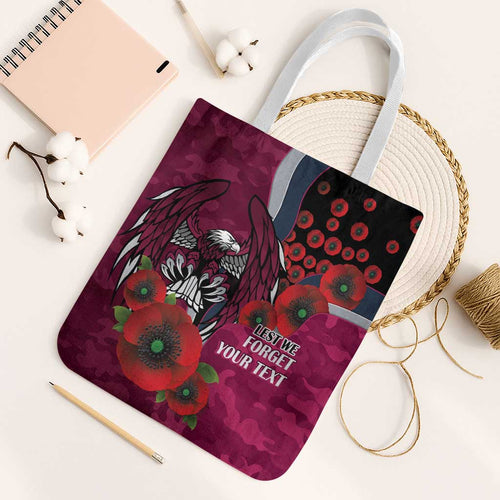 Manly Warringah Sea Eagles ANZAC Personalised Tote Bag Lest We Forget Poppy Camo