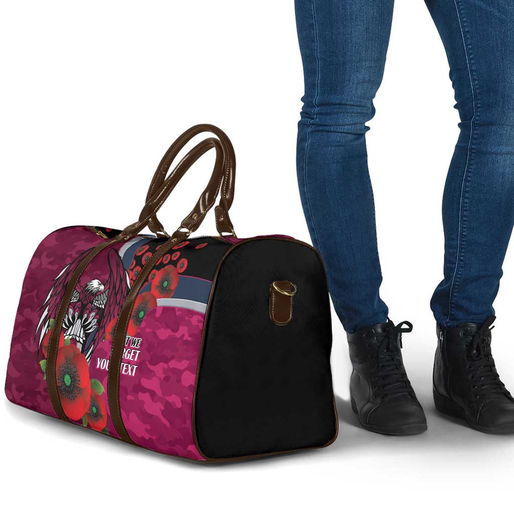 Manly Warringah Sea Eagles ANZAC Personalised Travel Bag Lest We Forget Poppy Camo