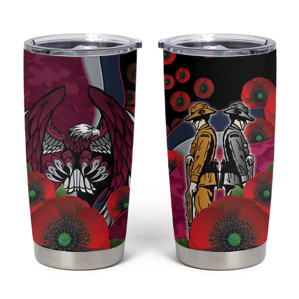 Manly Warringah Sea Eagles ANZAC Personalised Tumbler Cup Lest We Forget Poppy Camo