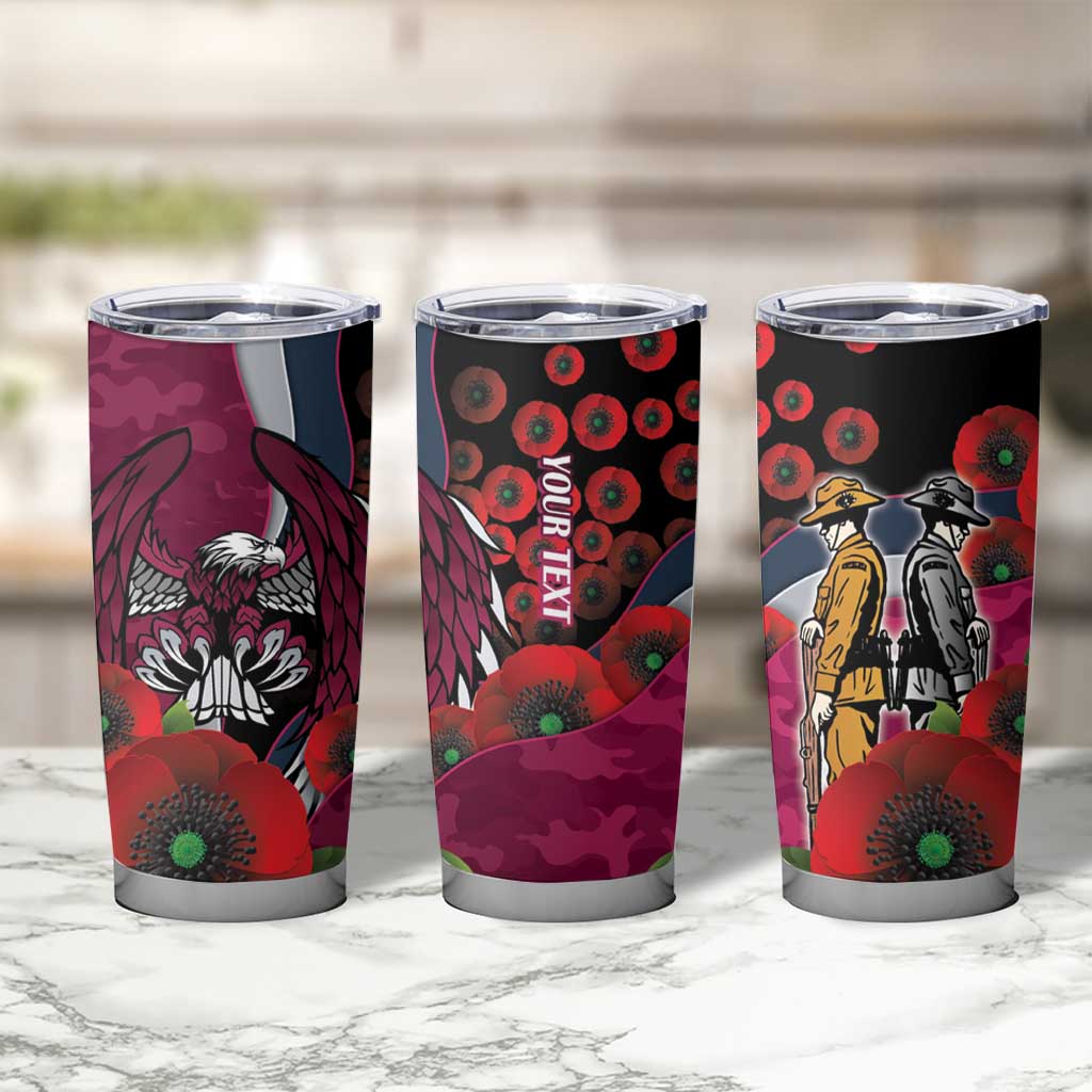 Manly Warringah Sea Eagles ANZAC Personalised Tumbler Cup Lest We Forget Poppy Camo