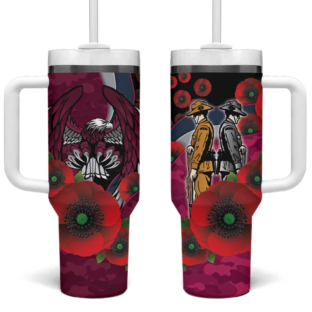 Manly Warringah Sea Eagles ANZAC Personalised Tumbler With Handle Lest We Forget Poppy Camo