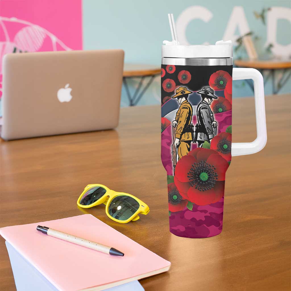 Manly Warringah Sea Eagles ANZAC Personalised Tumbler With Handle Lest We Forget Poppy Camo