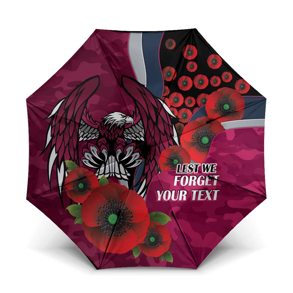 Manly Warringah Sea Eagles ANZAC Personalised Umbrella Lest We Forget Poppy Camo