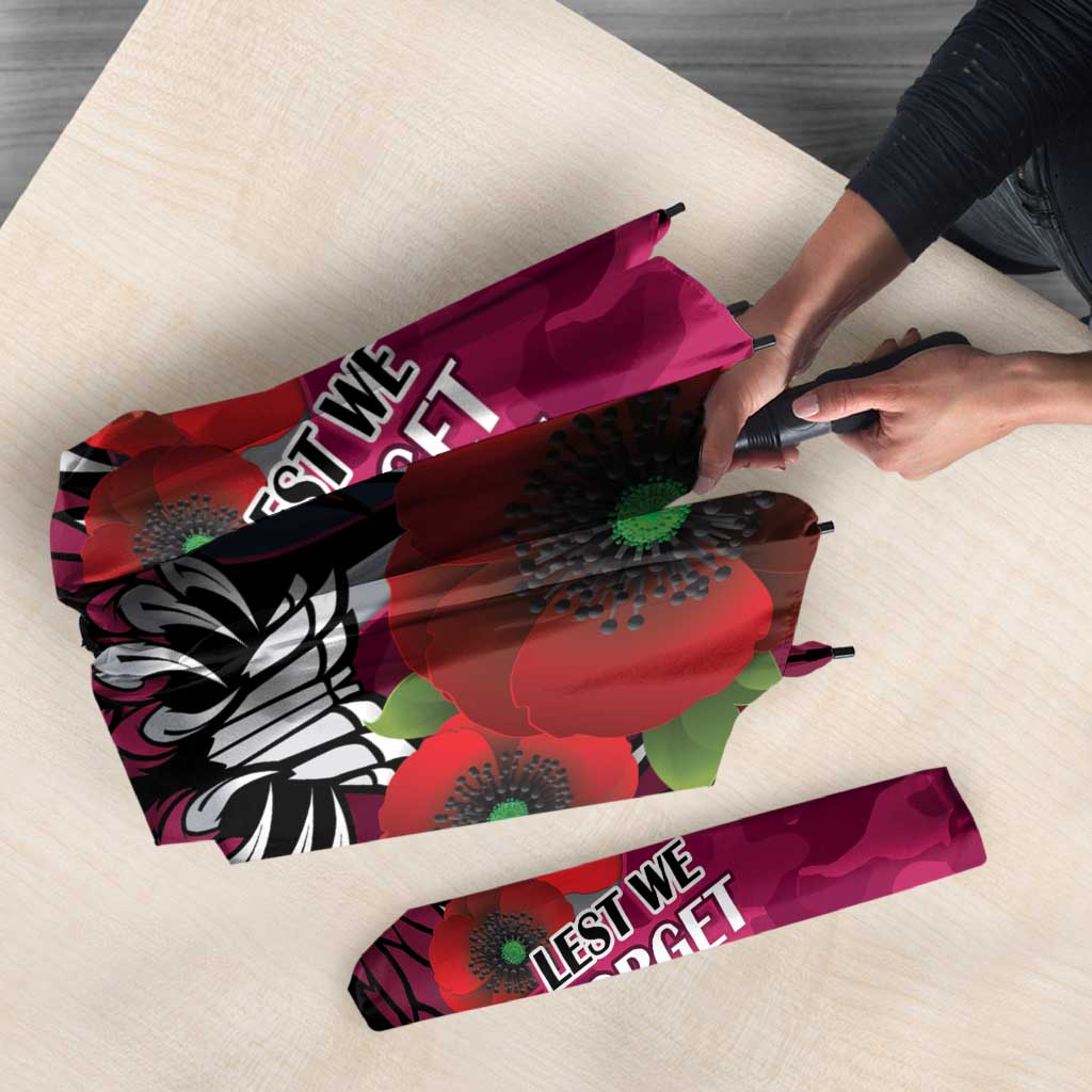Manly Warringah Sea Eagles ANZAC Personalised Umbrella Lest We Forget Poppy Camo