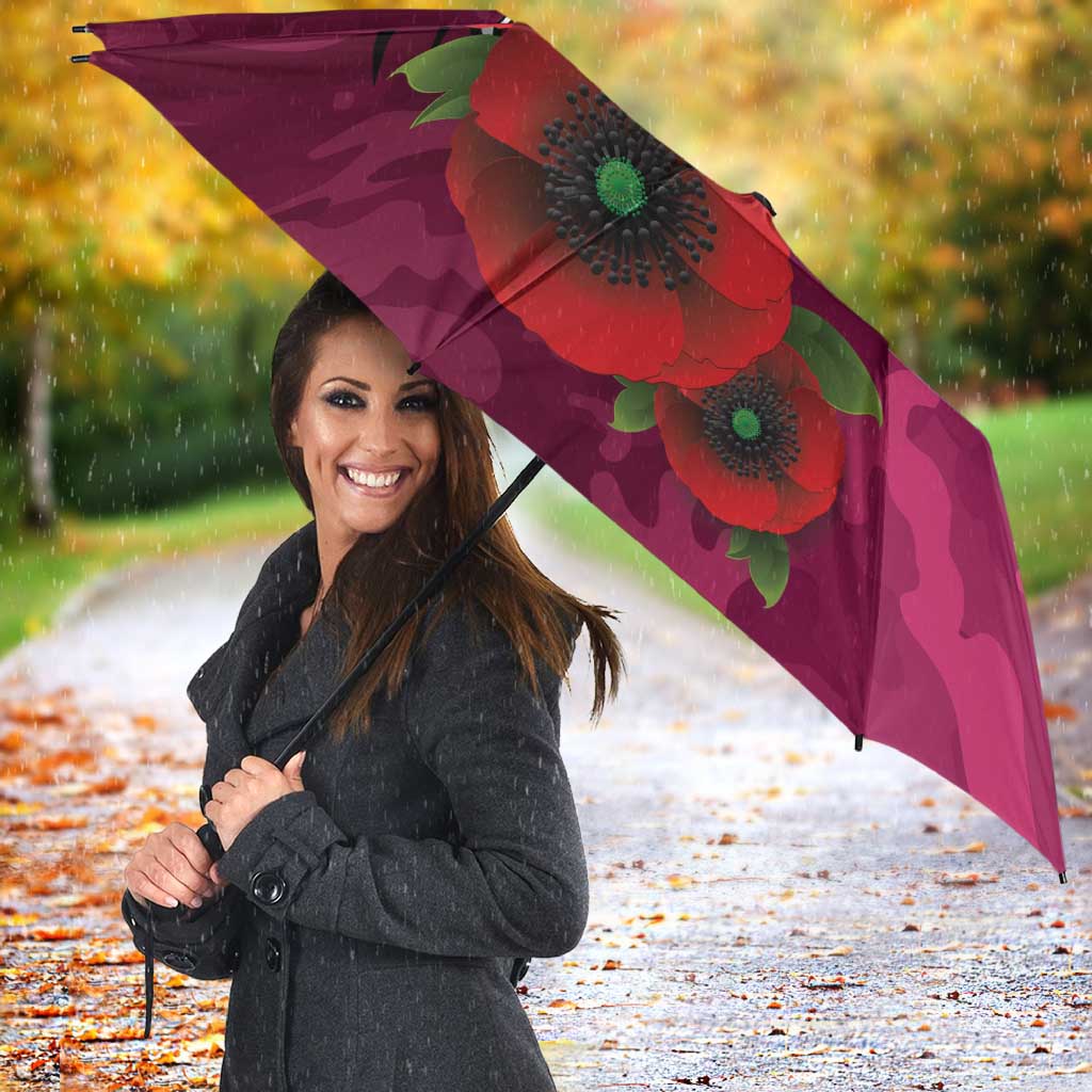 Manly Warringah Sea Eagles ANZAC Personalised Umbrella Lest We Forget Poppy Camo