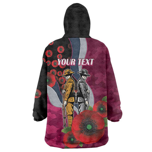 Manly Warringah Sea Eagles ANZAC Personalised Wearable Blanket Hoodie Lest We Forget Poppy Camo