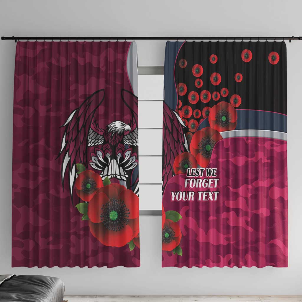 Manly Warringah Sea Eagles ANZAC Personalised Window Curtain Lest We Forget Poppy Camo