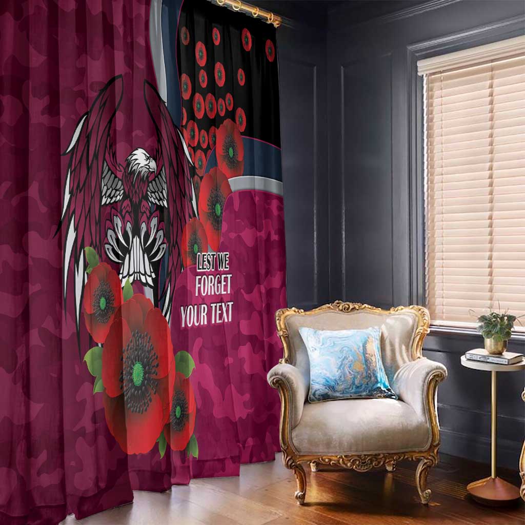 Manly Warringah Sea Eagles ANZAC Personalised Window Curtain Lest We Forget Poppy Camo