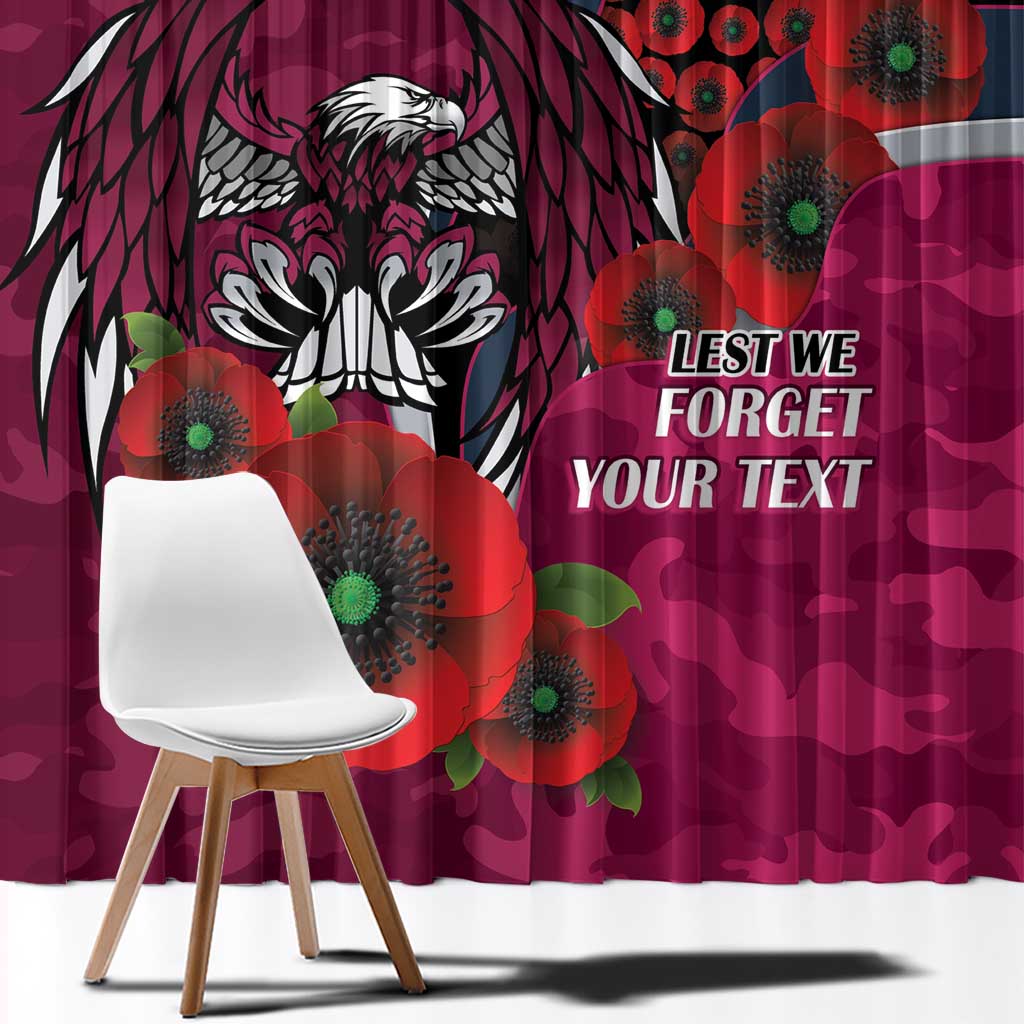 Manly Warringah Sea Eagles ANZAC Personalised Window Curtain Lest We Forget Poppy Camo