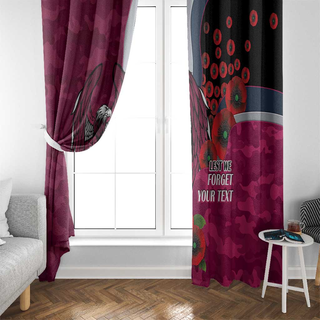 Manly Warringah Sea Eagles ANZAC Personalised Window Curtain Lest We Forget Poppy Camo