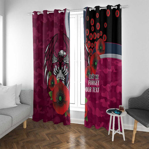 Manly Warringah Sea Eagles ANZAC Personalised Window Curtain Lest We Forget Poppy Camo
