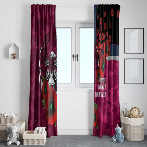 Manly Warringah Sea Eagles ANZAC Personalised Window Curtain Lest We Forget Poppy Camo