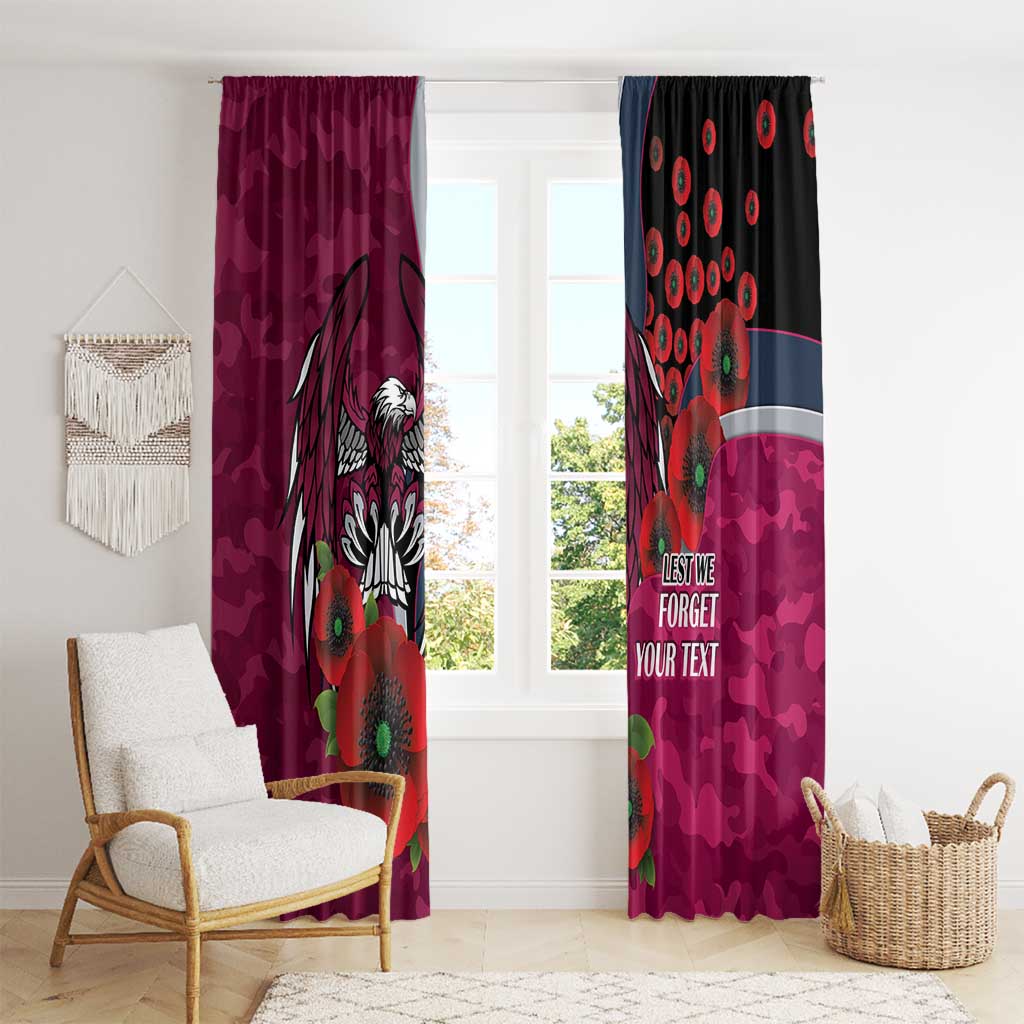 Manly Warringah Sea Eagles ANZAC Personalised Window Curtain Lest We Forget Poppy Camo